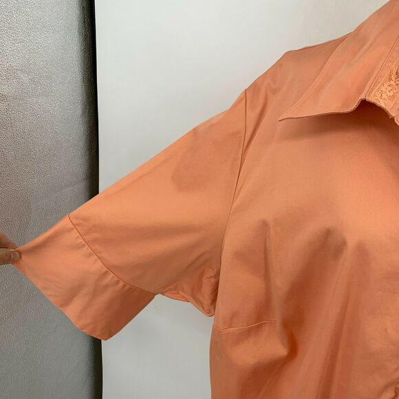 Lane Bryant Button Up Shirt Plus Size 26/28 Peach Mid Sleeves Cotton Stretch - Picture 7 of 11